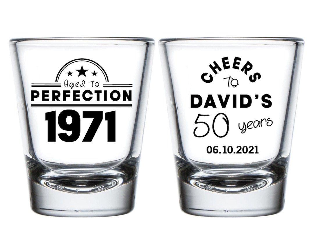 50th Birthday Shot Glass, Custom 50th Birthday Shot Glass Favors, Shot Glass Birthday Favors