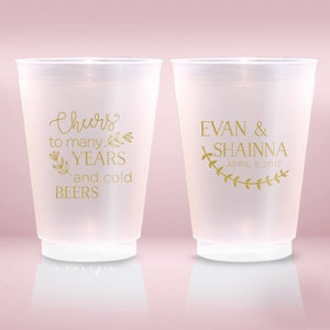 Cheers To Many Years And Cold Beers Cups, Wedding Cup Favors,  Wedding Favor Cups, Frosted Wedding Cups, Frosted Cups, Wedding Cups (2)