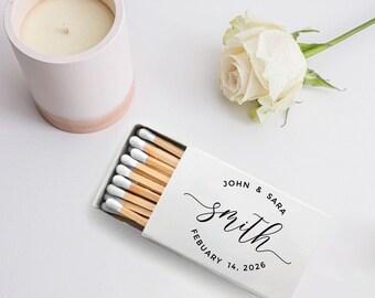 Customized Wedding Matchbox Favors, Personalized Matchbox Wedding Gifts, Customized Wedding Matchbox, White Match Heads Wedding Favors (291)