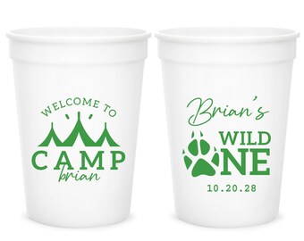 Wild One 1st Birthday Stadium Cups, Customized 1st Birthday Stadium Cup Favors, 1st Birthday Stadium Cups, Welcome to Camp Stadium Cup (622)