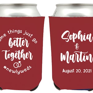 Any City Wedding Can Coolers SLIM Can Coolers Personalized Wedding Favors Wedding Party Favors Cheers 1A 8.3 or 12oz City Wedding Decor