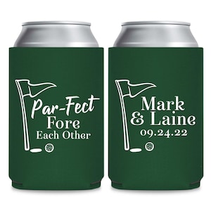 Golfer Wedding Can Coolers, Wedding Can Coolers for Golfers, Personalized Favors for Golf Themed Wedding, Golf Themed Wedding Favors (388)