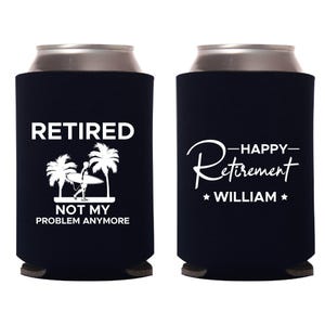 Happy Retirement Can Cooler Favors, Custom Retirement Party Beer Huggers, Custom Retirement Party Can Coolers, Custom Can Cooler Favor (481)