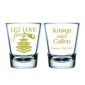 Let Love Flow Wedding Shot Glasses, Shot Glass Wedding Favors, Personalized Wedding Shot Glass, Personalized Wedding Shot Glass Favors (652)