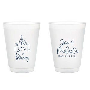 Love is Brewing Frosted Cupss,  Customize Frosted Cups for Weddings Favors, Wedding Frosted Cups, Personalized Frosted Cups as Favors (539)