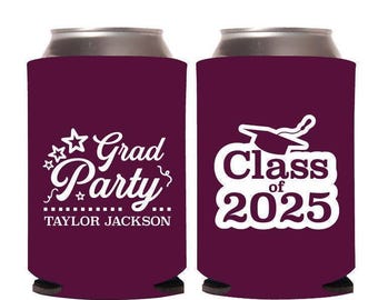 Grad Party Can Coolers, Personalized Graduation Party Can Cooler Favors, Customized Can Coolers for Graduation Party, Graduation Favor (615)