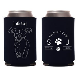 Pet Wedding Can Cooler Favors, Cheers Pet Wedding Can Coolers, Personalized Wedding Beer Huggers, Pet Themed Wedding Can Cooler Favors (491)