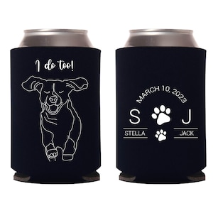 Refrigeradores de latas personalizados para casamento com animais de estimação, lembrancinhas para refrigeradores de latas para casamento com animais de estimação, abraçador de cerveja para casamento com animais de estimação, porta-copos personalizado para casamento com animais de estimação (487)