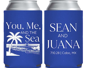 You, Me & The Sea Wedding Can Coolers, Custom Can Coolers for Beach Wedding, Beach Wedding Can Coolers, Can Cooler Favors for Weddings (663)