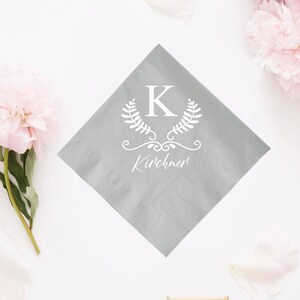 Bridal Shower Custom Napkins, Personalized Beverage Wedding Napkin Favors, Initial Customized Napkins for Wedding, Party Decorations (623)