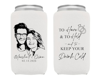 Neoprene Can Coolers for Wedding Favors, Custom Printed Neoprene Beer Huggers, Premium Neoprene Can Coolers for Reception in Bulk (612)