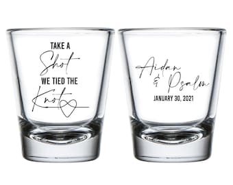 Personalized Wedding Shot Glass Favors, Custom Wedding Shot Glass Favors, Wedding Shot Glass Favor, Custom Shot Glasses Wedding Favors (309)