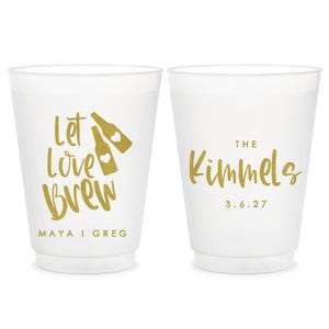 Let Love Brew Wedding Frosted Cups, Personalized Frosted Cup Wedding Favors, Custom Frosted Cup Wedding Favors, Customized Frosted Cup (654)