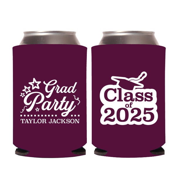 Grad Party Can Coolers, Personalized Graduation Party Can Cooler Favors, Customized Can Coolers for Graduation Party, Graduation Favor (615)