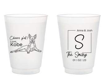 Custom Pet Wedding Frosted Cup, Pet Themed Wedding Frosted Cup Favors, Custom Pet Wedding Frosted Cups, Personalized Plastic Cup Favor (499)