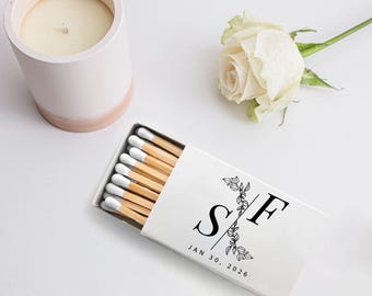 Customized Matchbox Wedding Favors, Personalized Matchbox Wedding Gifts, Custom White Match Heads Wedding Favor, Customized Matchboxes (361)