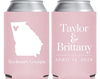 Refroidisseurs de canette de mariage personnalisés de l'État du Texas, Rafraîchisseurs de canette de bière de mariage souvenir de la fierté de l'État, Glacières de mariage personnalisées de l'État du Texas (30)