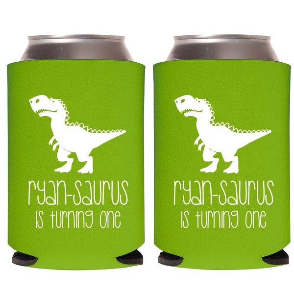 Dinosaur Birthday, 1st Birthday Beer Can Coolers, Birthday Party Favors, Boy's Birthday Favors, Party Beer Can CoolerS, Personalized (70)