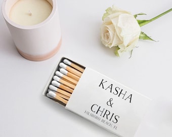 Wedding Matchboxes, Personalized Matchboxes Wedding Gift, Custom Wedding Matchbox Favors, Personalized White Match Heads Wedding Favors (60)