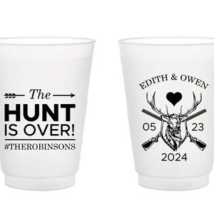 The Hunt is Over Design  Frosted Cups, Customize  Frosted Cups for Weddings, Wedding  Frosted Cups, Personalized  Frosted Cups Favors (538)