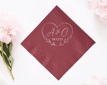 Initial Personalized Wedding Napkins, Napkins for Wedding, Custom Wedding Napkins, Personalized Beverage Wedding Napkins Custom Favor (577)