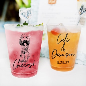 Wedding Frosted Cups, Pet Wedding Frosted Cup Favors, Custom Pet Wedding Frosted Cups, Personalized Pet Wedding Plastic Cups as Favors (633)