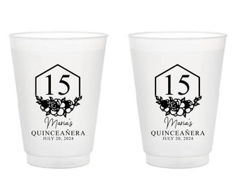 Custom Quinceañera Frosted Cup, Personalized Quinceañera Frosted Cups, Quinceañera Party Favors Plastic Cup, Custom Plastic Cup Favors (565)
