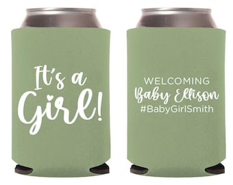 Baby Shower Can Coolers, Personalized Baby Shower Can Cooler Favors, Custom Baby Shower Favors, Can Coolers as Favors for Baby Showers (601)