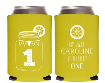 1st Birthday Can Coolers, Lemonade Party, Lemonade Theme Birthday Favors, First Birthday Keepsake, Birthday Favors for Baby Girl, Lemon (61)