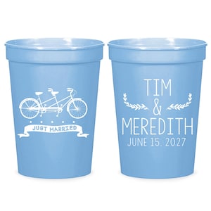 Personalized Tandem Bike Wedding, Tandem Bicycle Stadium Cups, Tandem Bicycle Themed Wedding, Personalized Stadium Cups, Tandem Bike (3)