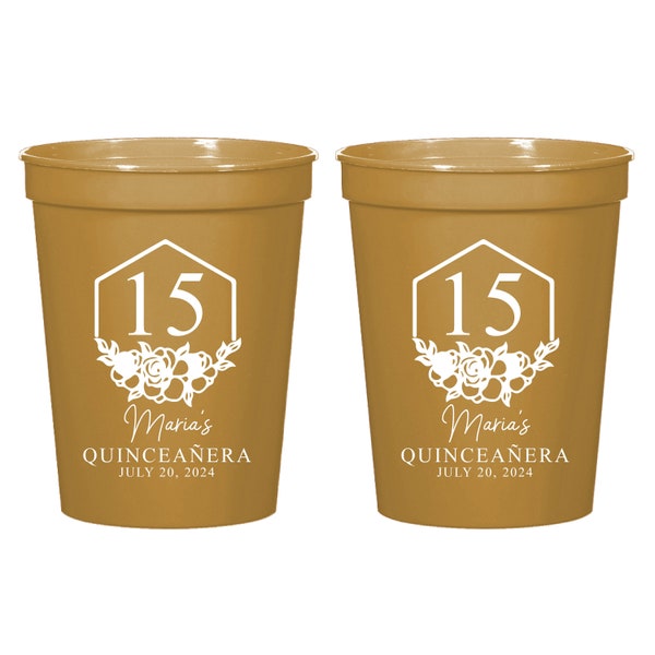 Custom Quinceañera Stadium Cup, Personalized Quinceañera Stadium Cups, Quinceañera Party Favors Plastic Cup, Custom Plastic Cup Favors (565)