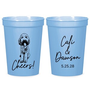 Wedding Stadium Cups, Pet Wedding Stadium Cup Favors, Custom Pet Wedding Stadium Cups, Personalized Pet Wedding Plastic Cups as Favors (633)