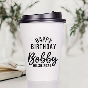 Tazze da caffè usa e getta per compleanno, Tazze da caffè personalizzate per compleanno come bomboniere, Tazze da caffè personalizzate per compleanno, Tazze di carta personalizzate per compleanno (37)