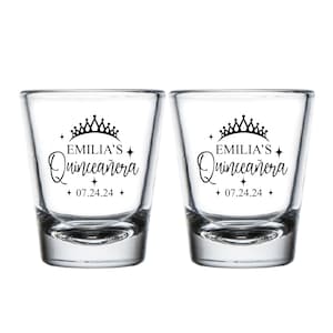 Quinceañera Party Favors Shot Glasses, Custom Quinceañera Shot Glasses, Personalized Quinceañera Shot Glasses, Custom Shot Glass Favor (566)