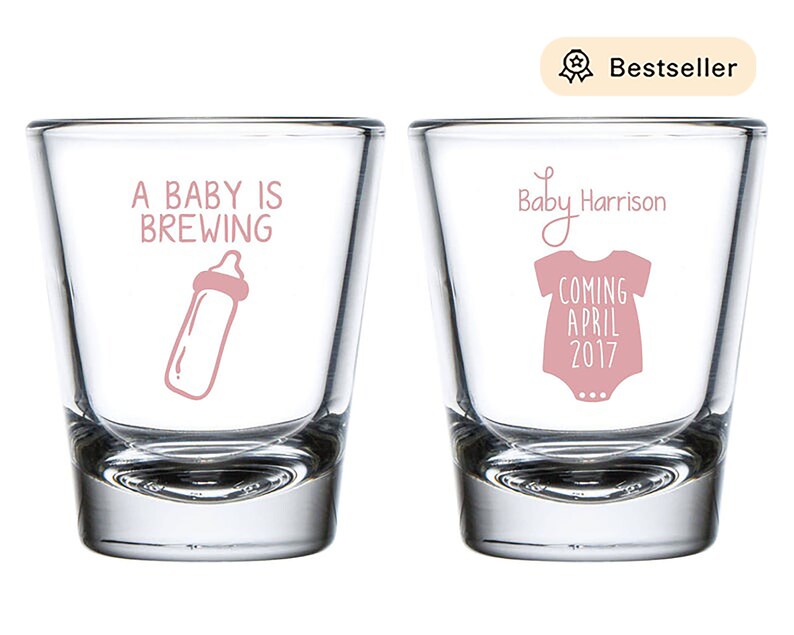 Babyshower Shot Glasses A Baby is Brewing Custom Baby Shower Etsy