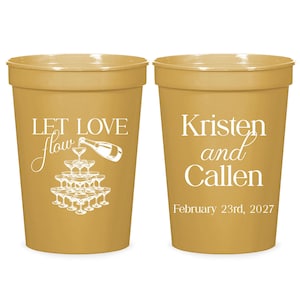 Let Love Flow Wedding Stadium Cups, Stadium Cup Wedding Favors, Personalized Wedding Stadium Cup, Customized Wedding Stadium Cup Favor (652)