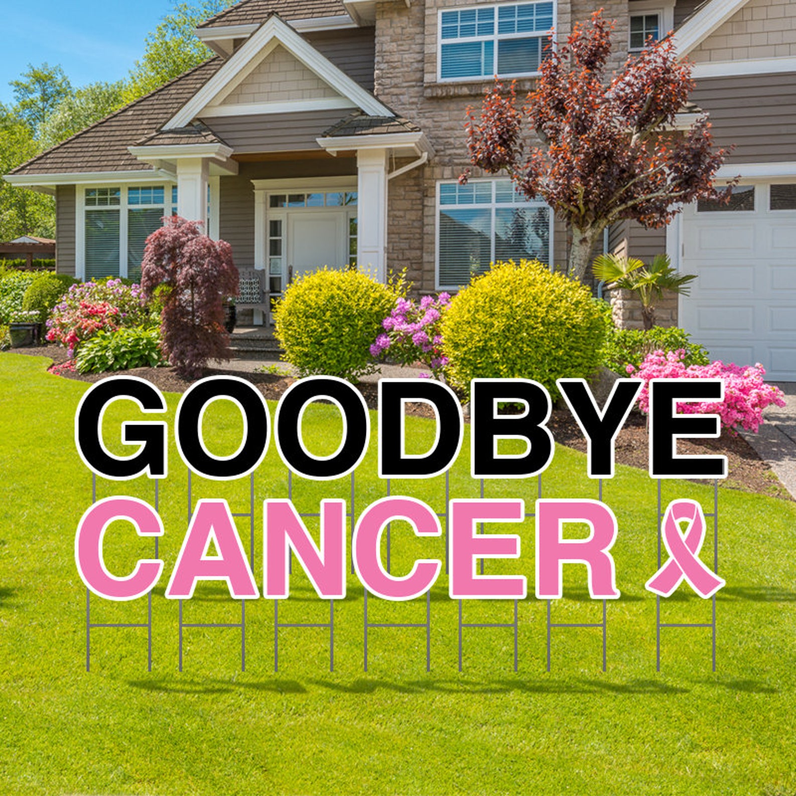Goodbye Cancer Yard Sign Goodbye Cancer Lawn Letters Goodbye Etsy
