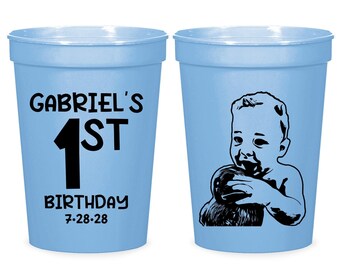1st Birthday Stadium Cup Favors, Custom 1st Birthday Stadium Cups, Personalized 1st Birthday Cup Favors, Custom 1st Birthday Cup Favor (592)