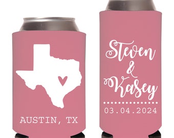 Wedding Can Coolers, Wedding Favors, Custom Huggies, Personalized Wedding Can Coolers, State Wedding Can Coolers as Favors (50)