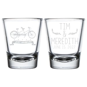 Tandem Bike Shot Glasses, Tandem Bicycle Shot Glasses, Tandem Bike Themed Wedding Shot Glass Party Favors, Tandem Bicycle Shot Glasses (3)