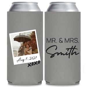 Personalized Full Color Wedding Slim Can Coolers, Customized Full Color Slim Can Coolers, Customized Full Color Slim Can Cooler Favors (631)