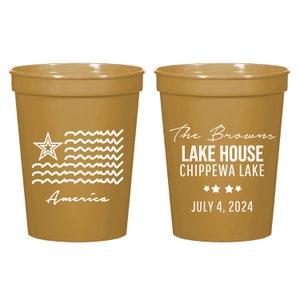 Independence Day Personalized Stadium Cups 16oz, Lake House Stadium Cup, Party Stadium Cups, American Stadium Cups, 4th Of July Cups 72 image 1