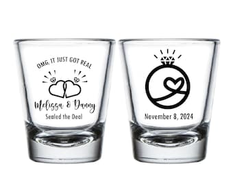 It Just Got Real Wedding Cooler Favors, Custom Wedding Shot Glasses, Custom Wedding Shot Glass Favors, Personalized Shot Glasses Favor (514)