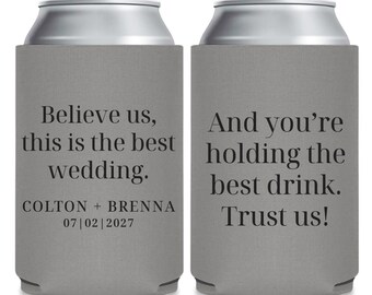 Best Wedding Can Cooler Favors, Best Drink Wedding Can Cooler Favor, Personalized Can Cooler Wedding Favors, Custom Wedding Can Cooler (644)