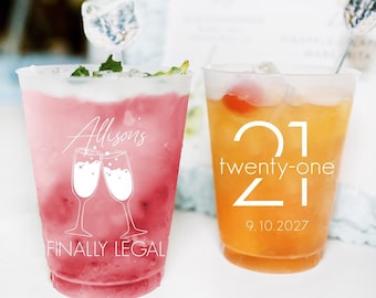21st Birthday Frosted Cups, 21st Birthday Cup Favors, Just Turned 21 Frosted Cups, 21st Birthday Cup Gifts, Custom 21st Birthday Cups (645)