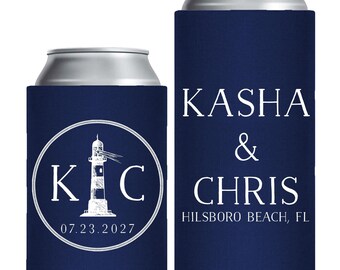 Refrigeratori per lattine personalizzati a forma di faro sulla spiaggia - Refrigeratori per lattine di birra e bevande personalizzati per feste di matrimonio - Refrigeratori per lattine personalizzati per matrimoni all'estero (60)