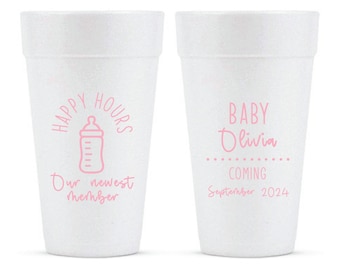 Op maat gemaakte schuimbekers babyshower, 20oz gunstbekers voor babyshower, schuimbeker cadeau voor gasten babyshower, gunsten babyshower schuimbekers (341)