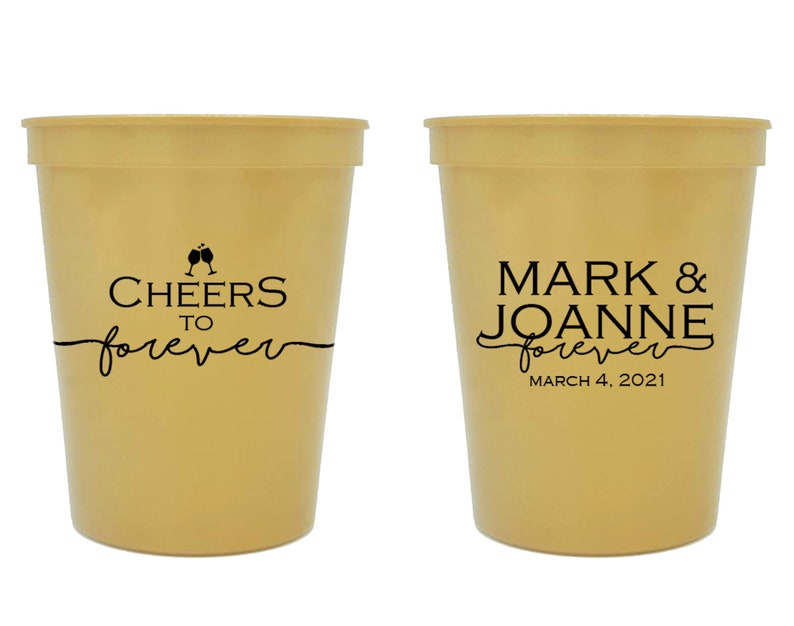 Stadium Cups for Weddings Custom Wedding Stadium Cups Cheers to Forever Wedding Stadium Cups 315 Stadium Cup Wedding Favors for Guests