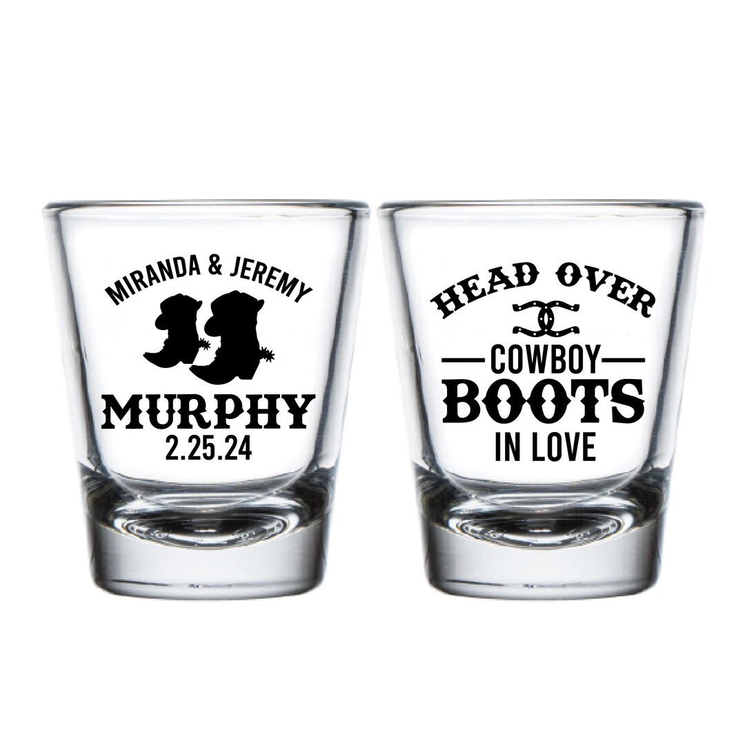 Cowboy Boots Wedding Shot Glasses, Texas Themed Wedding Shot Glasses
