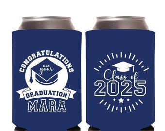 Congratulations On Your Graduation Customized Can Coolers, Graduation Can Cooler Favors, Personalized Can Coolers for Graduation Party (609)
